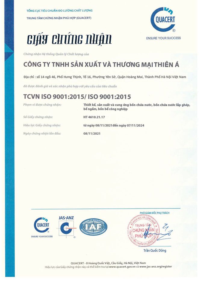 Giấy chứng nhận TCVN 9001 - 2015